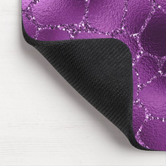 Paarse Ombre Glam Glitter Giraffe Spots Patroon Muismat (Hoek)