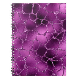 Paarse Ombre Glam Glitter Giraffe Vlekken Patroon Notitieboek