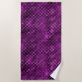 Paarse Ombre Glam Glitter Harten Patroon Strandlaken