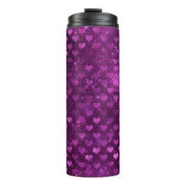 Paarse Ombre Glam Glitter Harten Patroon Thermosbeker