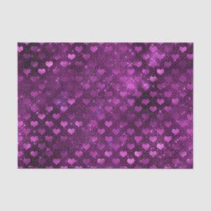 Paarse Ombre Glam Glitter Harten Patroon Tissuepapier