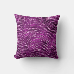 Paarse Ombre Glam Glitter Tijgerstrepen Patroon Kussen