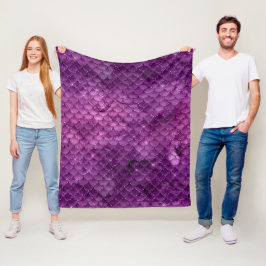 Paarse Ombre Glam Zeemeermin Schubben Patroon Fleece Deken