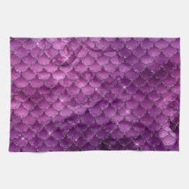 Paarse Ombre Glam Zeemeermin Schubben Patroon Theedoek