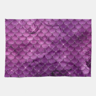 Paarse Ombre Glam Zeemeermin Schubben Patroon Theedoek