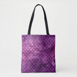 Paarse Ombre Glam Zeemeermin Schubben Patroon Tote Bag