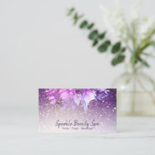 ~ Paarse Ombre Glitter Beauty Floral Spa Visitekaartje (Staand voorkant)