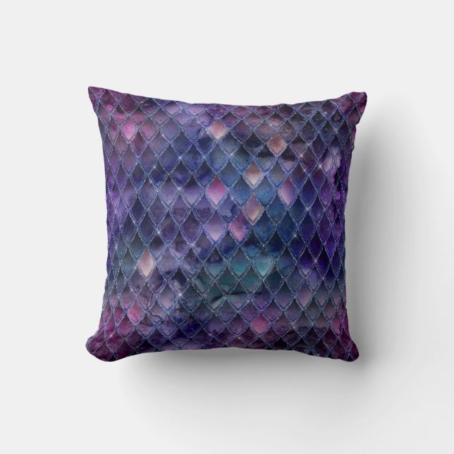 Paarse Ombre & Glitter Dragonschubben die glinster Kussen (Voorkant)