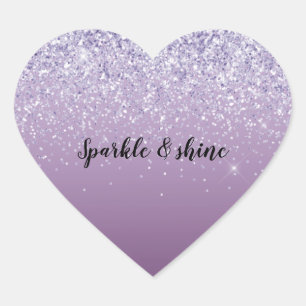 Paarse Ombre Glitter Hart Sticker