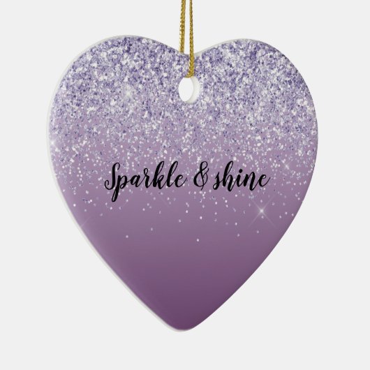 Paarse Ombre Glitter Keramisch Ornament (Rechts)