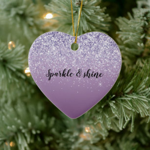 Paarse Ombre Glitter Keramisch Ornament