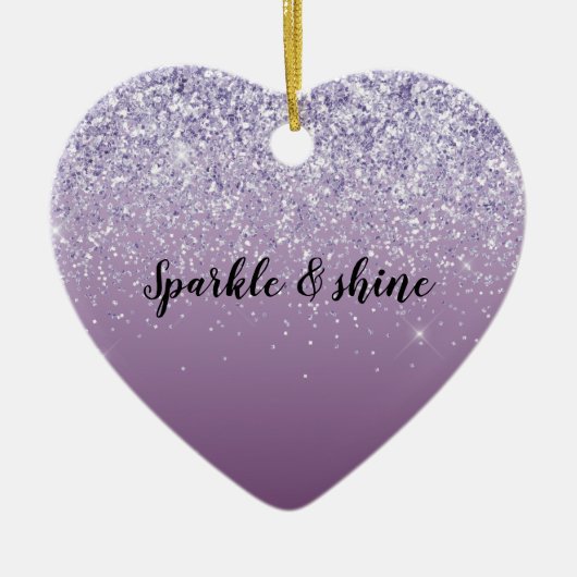 Paarse Ombre Glitter Keramisch Ornament (Voorkant)