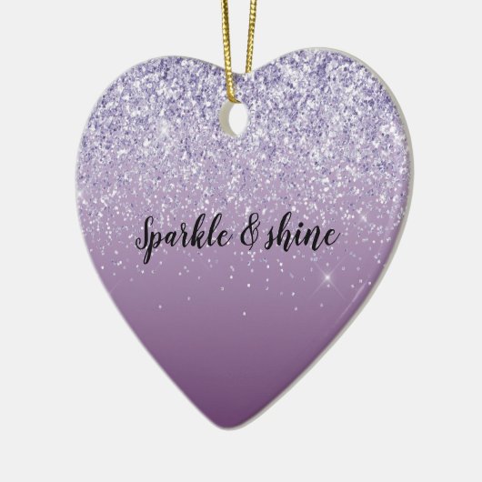 Paarse Ombre Glitter Keramisch Ornament (Links)