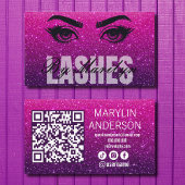 Paarse Ombre Glitter Lash Technician QR-code Visitekaartje