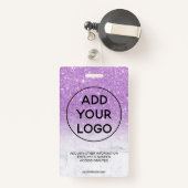 Paarse ombre glitter marmer logo foto badge (Achterkant met intrekbare)