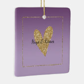 Paarse Ombre Gold Glitter Heart Keramisch Ornament (Rechts)