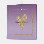 Paarse Ombre Gold Glitter Heart Keramisch Ornament (Links)