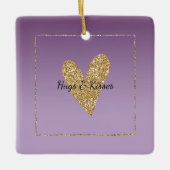 Paarse Ombre Gold Glitter Heart Keramisch Ornament (Voorkant)