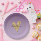 Paarse Ombre Gold Glitter Heart Papieren Bordje (Feest)