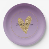 Paarse Ombre Gold Glitter Heart Papieren Bordje (Voorkant)