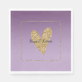 Paarse Ombre Gold Glitter Heart Servet (Voorkant)