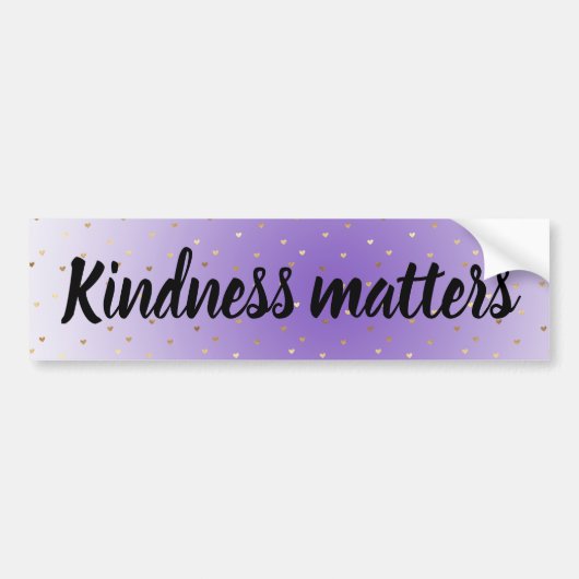 Paarse Ombre Gold Hearts Kindness Materie Bumpersticker (Voorkant)