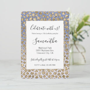 Paarse Ombre Gouden Glitter Glitz Luipaard Print Kaart