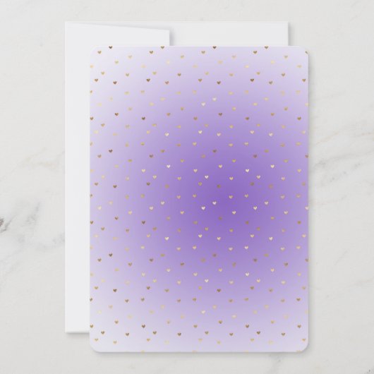 Paarse Ombre gouden harten bruiloft Kaart (Achterkant)