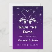Paarse ombre gradiënt gamer Nerdy Geek Cute Save The Date (Voorkant)