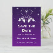 Paarse ombre gradiënt gamer Nerdy Geek Cute Save The Date (Staand voorkant)