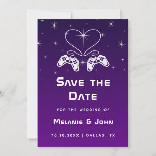 Paarse ombre gradiënt gamer Nerdy Geek Cute Save The Date