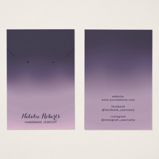 Paarse Ombre Handmade Jewelry Earring Display Visitekaartje (Voorkant /achterkant)