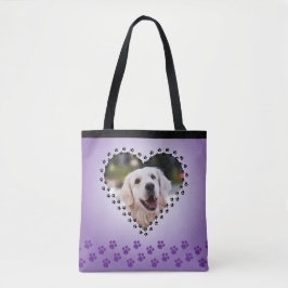 Paarse ombre hart poot prints aangepaste hond mam tote bag