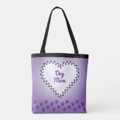 Paarse ombre hart poot prints aangepaste hond mam tote bag (Achterkant)