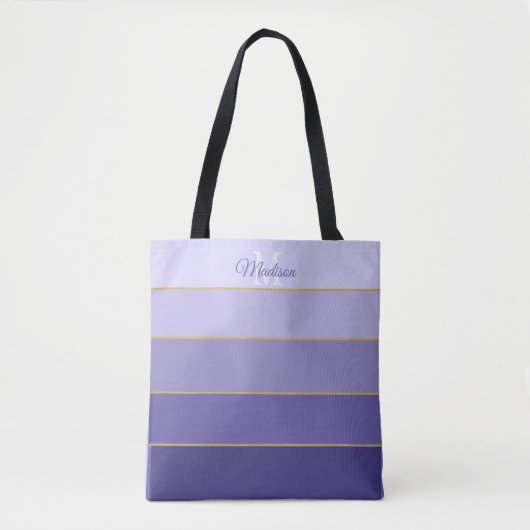 Paarse Ombre-kleurenblokken op maat Tote Bag (Voorkant)