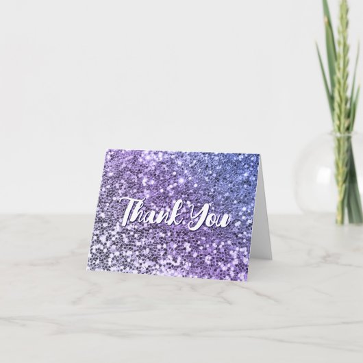 Paarse Ombre Klitterglitter Bedankkaart (Voorkant)