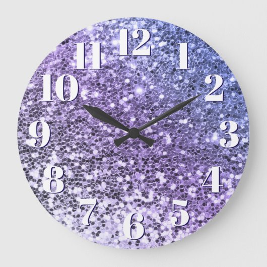 Paarse Ombre Klomp Glitter Grote Klok (Voorkant)