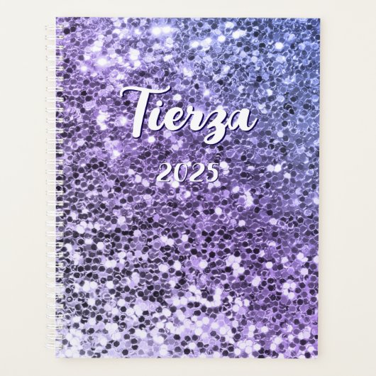 Paarse Ombre Klonter Glitter Gepersonaliseerd Planner (Voorkant)