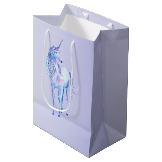 Paarse Ombre Magical Unicorn Medium Cadeauzakje (Voorkant Gekanteld)