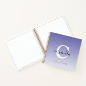 Paarse Ombre Modern Monogrammed Naam van het Manus Notitieboek (Binnen)