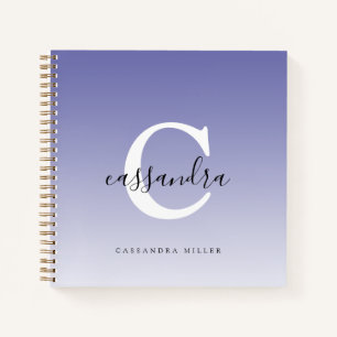 Paarse Ombre Modern Monogrammed Naam van het Manus Notitieboek