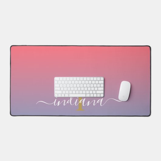 Paarse Ombre Monogram Naam Script Bureaumat (Keyboard & Muis)