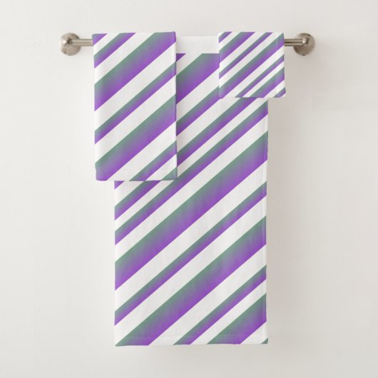 Paarse Ombre Multi - Stripes Bad Handdoek (Insitu)