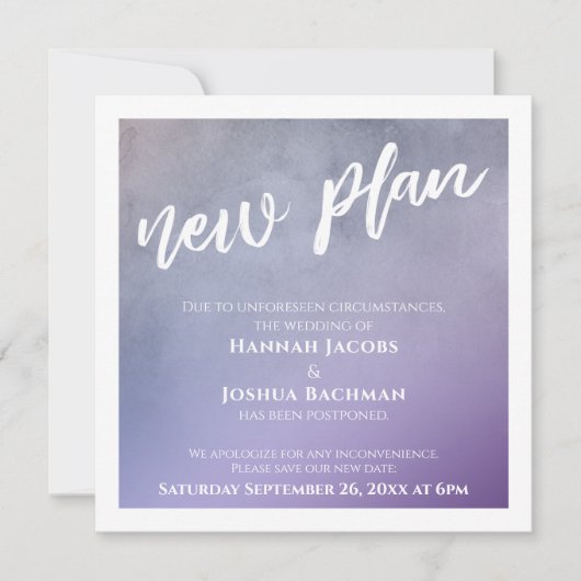 Paarse Ombre nieuw plan uitgesteld bruiloft Kaart (Voorkant)