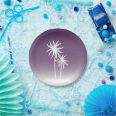 Paarse Ombré Palm Trees Beach Papieren Bordje (Feest)