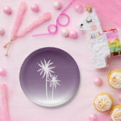 Paarse Ombré Palm Trees Beach Papieren Bordje (Feest)