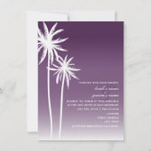 Paarse ombré palm Trees Beach Wedding Kaart (Voorkant)