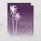 Paarse ombré palm Trees Beach Wedding Kaart (Voorkant / Achterkant)
