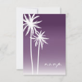 Paarse ombré palm Trees Beach Wedding RSVP (Voorkant)