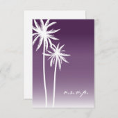 Paarse ombré palm Trees Beach Wedding RSVP (Voorkant / Achterkant)